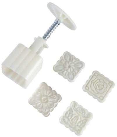 Molde para tartas de luna con 4 sellos, ABS para pastas de frijoles, molde de pastel prensado a mano, moldes de postre para amantes de la cocina