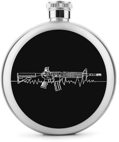 NFOQRVKW Alcohol Pouches AR15 Gun Heartbeat Classic Hip Flasks for Liquor 5 Oz Stainless Steel Wine Flask Reusable Flask for Men Women