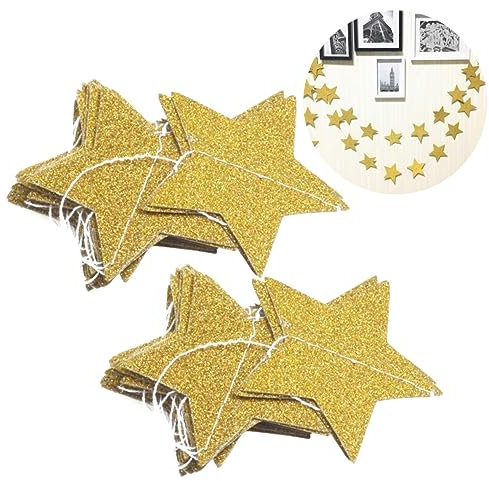 CIMAXIC 2 Stück Dekorative Girlande Geburtstagsdekorationen Lametta Girlande Weihnachtsschmuck Streamer Weihnachtsdekoration Neonstern Golddekor Vorhang Lichterketten Baum Tür Golden