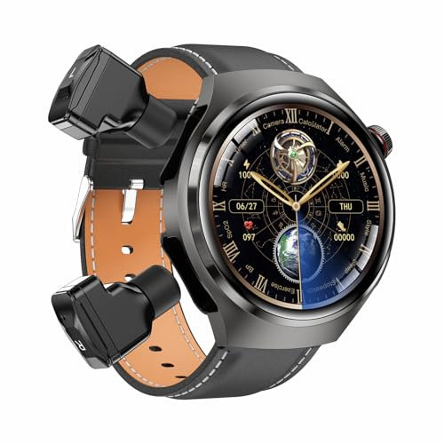Smartwatch - Auricolari integrati Bluetooth senza fili, con cuffie integrate, orologio da uomo e donna, TWS, con chiamata Bluetooth 100+ modalità di sport, monitoraggio della frequenza cardiaca e del