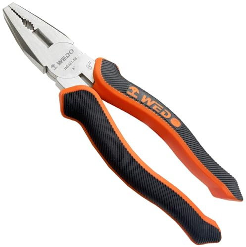 WEDO Lineman's Pinze da 17,8 cm, in acciaio ad alto tenore di carbonio, pinza a taglio laterale, pinza combinata, tagliacavi, crimpatrice, viti, chiodi, filo rigido, resistente alla corrosione