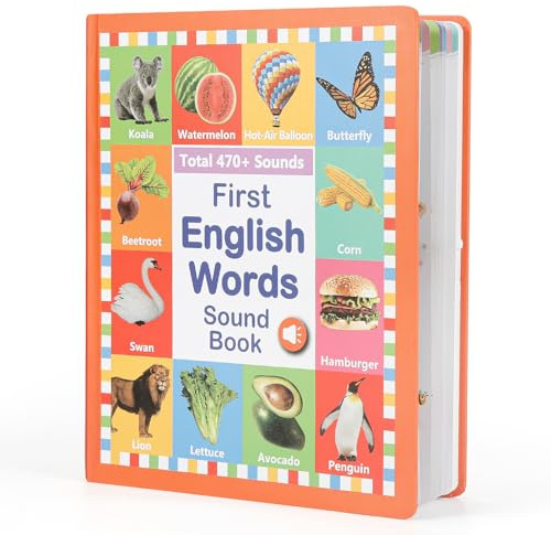 Learning Sound Books for Children's Early Education, 21 Themes 470+ Words, Interactive Kids' Electric Educational Toys for 2-6 Year Olds, First Birthday Gifts for Boys Girls(Battery Not Included)