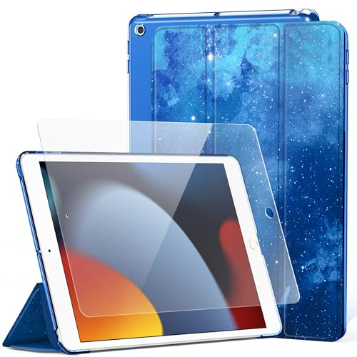 CACOE Case for iPad 9th/8th/7th Generation with Screen Protector 10.2 inch | (2021/2020/2019) - Full Protective Tablet Cover for iPad 7/8/9 Gen, Blue Sky