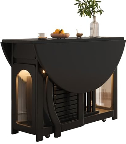 DIHRVTHC Juego De Mesa Y Sillas Plegables, Tablero Engrosado, Mesa Plegable con Sillas Dentro, para Cocina Comedor Sala De Estar(Black/T 1.2m*2C)