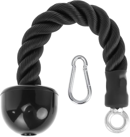QWORK Trizeps rep, enhandskabelfäste, 35 cm nylon med fjäderkrok – svart