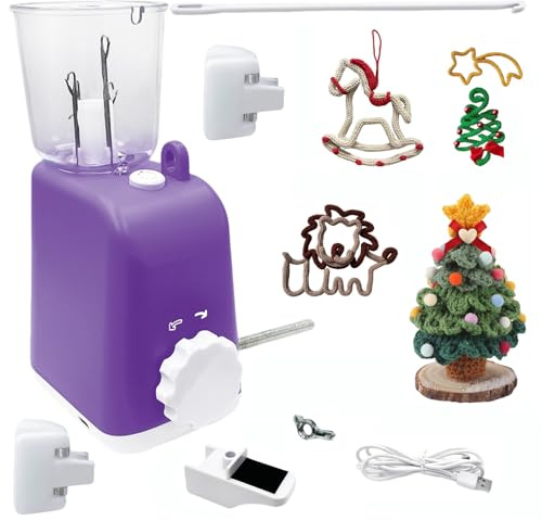 Vurlexat Electric French Knitting Machine with i-Cord Knit Wool Kit(Purple) | Automatic Mill i-Cord Knitter, for DIY Crochet Craft Projects, Plug and Play Swift Knit Wool Kit for Adults & Children