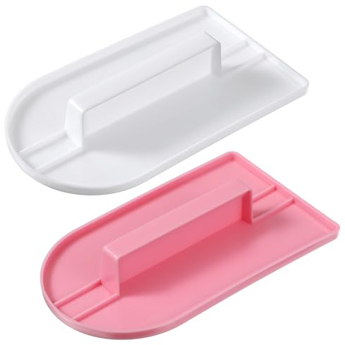 2 Pcs Cake Decoration Icing Smoother, Fondant Smoothing,Plastic Polisher Cake Decorating Tools, Fondant Smoother Set, Icings Scraper Paddle Tool for DIY Cakes (5.7 x 3.1, Pink, White)