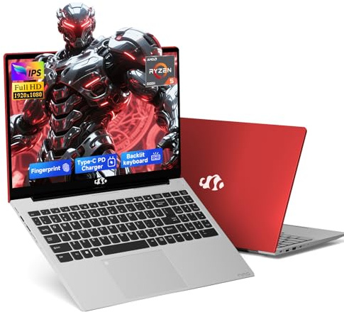 NIMO 15.6 IPS FHD-Gaming-Laptop, Ryzen 5 6600H 32GB DDR5 RAM 1TB SSD (Beat i5-1335U, 6 Cores Up to 4.5GHz) Radeon 660M GPU-Computer with 100W Type-C Backlit Keyboard Fingerprint