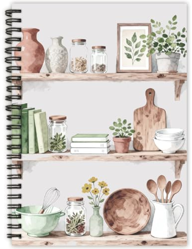 PRESSINART Cuaderno de Recetas en Blanco para Escribir Tus Propias Recetas 6 x 8 Pulgadas Diario de Cocina con 80 Páginas Tamaño A5 Cuaderno Espiral con Rayado Universitario Libro de Cocina Personal