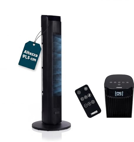 Princess Ventilatore a torre Design elegante - 40 W - Potente, Silenzioso, Basso consumo - Altezza: 91,5 cm - Oscillante - 4 modalità - 12 velocità - 352370
