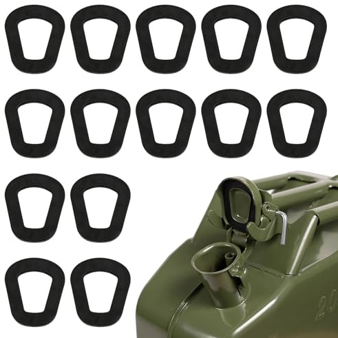 14PCS Fuel Can Gaskets Rubber Petrol Can Gasket, Universal Jerry Cans Seal, Replacement Fuel Cans Spout Gaskets for 5 l 10 l 20 l Nato Fuels tank (Black)