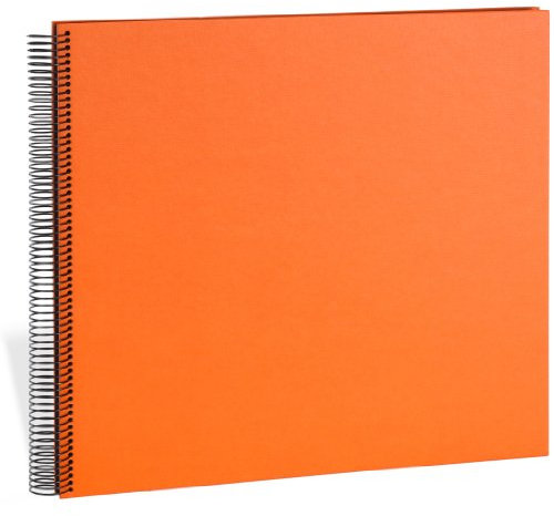 Semikolon 352909 Spiral Album Economy Large - 34,5x33,2 cm - Fotoalbum, 50 Seiten schwarz, Fotobuch, orange orange