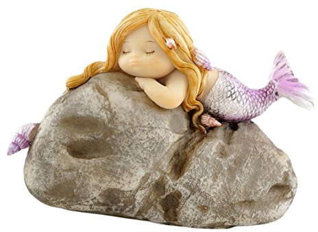 Top Collection Miniatur-Statue für Feengarten und Terrarium, kleine Meerjungfrau auf Felsen