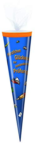 Schultüte / Zuckertüte / 50cm / rund / Glückwunsch zur bestandene Prüfung