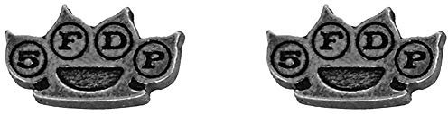 Five Finger Death Punch Knuckle Duster Women Earring Set Silver-Coloured, Pewter,