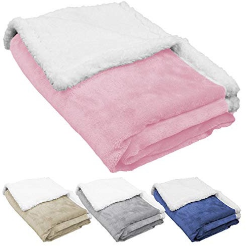 Monsieur Bébé - Couverture, plaid polaire pour enfant 75 x 100 cm en flanelle et sherpa ultra doux - 4 coloris