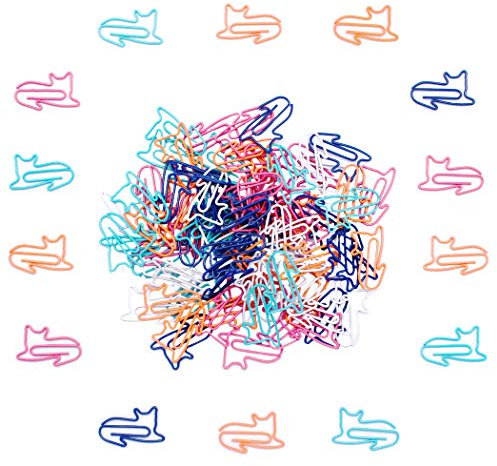 Gullor Süße Büroklammern, Katzenform, Büroklammern für Katzenliebhaber, niedliche Katzen-Bürobedarf, 100 Stück