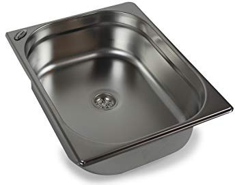 Edelstahl Spülbecken Camping Spüle Waschbecken + Ablauf (25mm Schlauchanschluss) 325x265x100mm (ad-ideen)