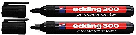 Edding 4-300001 300 Industry Permanent Marker - Rundspitze - Beschriftung von Karton, Metall, Gummi und Glas, schwarz (1,5-3 mm, 2er Pack)