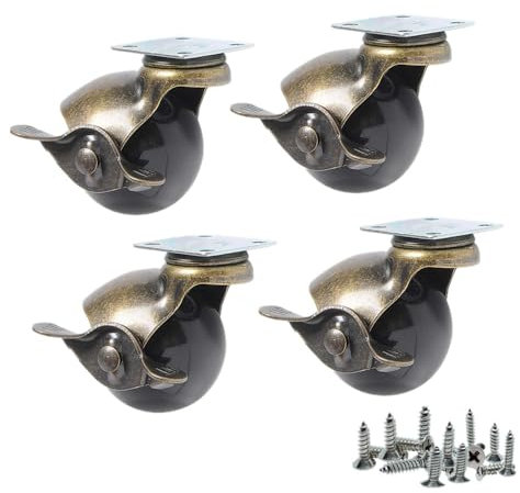 Youngine 4er Pack, antike Kugelrollen, Platte Lenkrollen mit 360 ° Drehung für Möbel, Ottomane, Sofa, Schränke, Rollstühle (1,5 Zoll)
