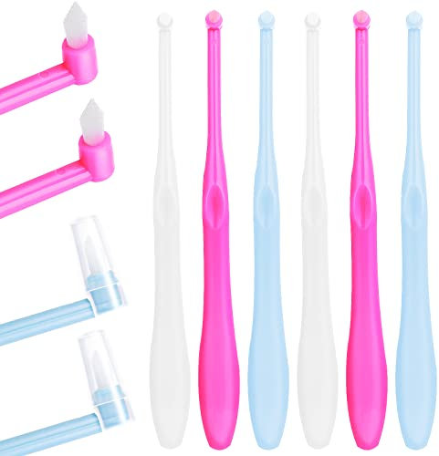 Sibba 6 Pack Tufted Brush Soft Single Tuft Brace Toothbrush Dental Orthodontic Brush End-Tuft Tapered Toothbrush Compact Interdental Interspace Brush for Detail Cleaning