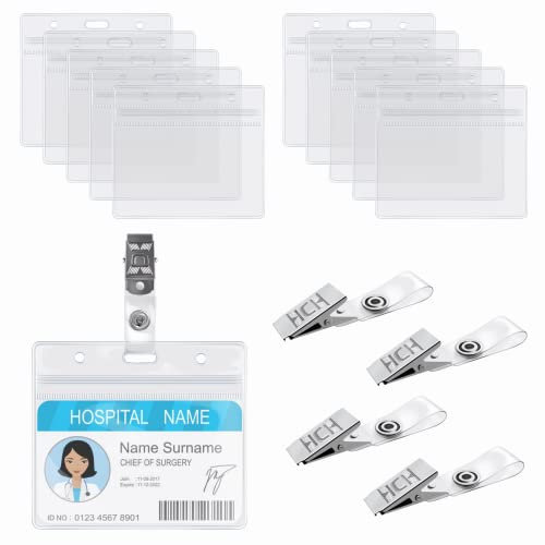 DERAYEE 20pcs Porte Badge en PVC avec Clips,Transparent et Étanche pour Protege Carte d'Identité et Carte d'Étudiant etc.