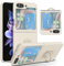 UEEBAI Silicone Case with Ring for Samsung Galaxy Z Flip 5 5G, Lightweight Foldable Slim Case Shock Absorption Slim Cover with Ring 360 Degree Rotation Stand Protective Cove - White