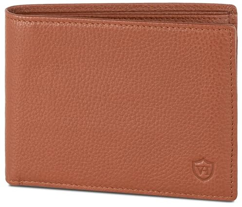 VON HEESEN Leder Geldbörse RFID Schutz I Echtleder Geldbeutel für Damen & Herren I Portemonnaie Brieftasche Wallet Portmonee (Cognac-Braun)