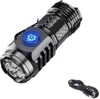 Lampe de poche super puissante mini flash monstre à trois yeux, mini lampe de poche, lampe de poche, pour lecture de nuit/fête/camping/urgence/chasse (Noir)