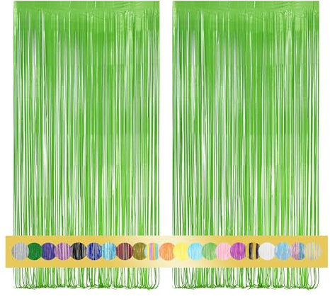 2 Pièces 1x2,5 m Rideau Métallique de Frange Vert pâle, Décoration en Feuille de Paillettes pour Nouvel An, Anniversaire, Fête de Mariage | Frange pour la décoration
