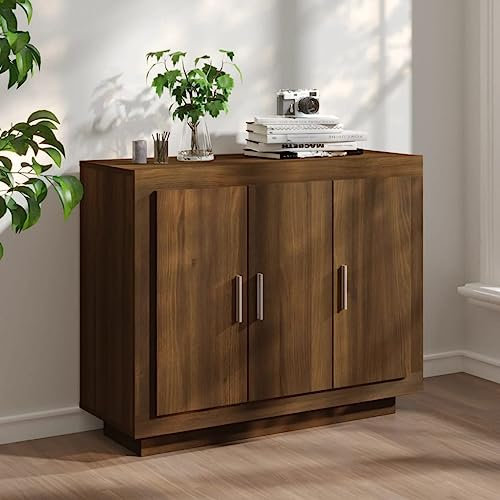 Myheimly Sideboard Kommode Anrichte Schrank Beistellschrank Mehrzweckschrank Standschrank Flurschrank Wohnzimmer 92x35x75cm Holzwerkstoff Braune Eiche