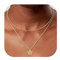Dochais Damen Layered Anhänger Kette, Hypoallergene 14K Gold Vergoldet Zarte Mehrreihige Halskette, Wasserfest Kette mit Schmetterlings/Blumen/Sonne/Büroklamme, Modeschmuck Kette Gold für Frauen