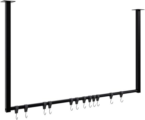 CLP Kleiderstange Fenton mit 12 Kleiderhaken I Kleiderständer für Deckenmontage I Garderobenstange aus Metall, Größe:100x60 cm