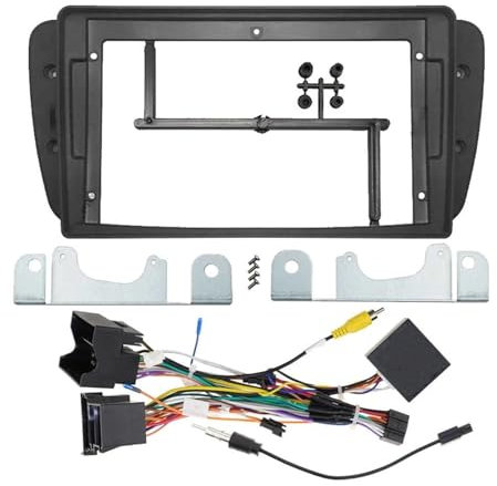 Marco de Fascia de Radio para Seat para Ibiza 6j 2009-2015 Radio Audio Dash Panel Cover Arnés 2 DIN 9 Pulgadas Marco De Fascia De Coche Tablero del Panel estéreo(Conjunto Completo)