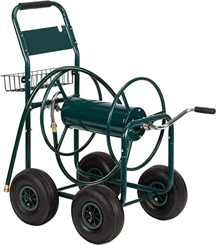 Schlauchwagen, Hochleistungs-Schlauchwagen mit 4 soliden Rädern, Rasenbewässerungswagen mit Aufbewahrungskorb für Garten, Hof, Rasen, Bauernhof im Freien