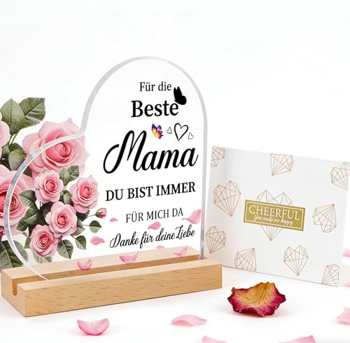 GUJOXILA Geschenk Für Mama Beste Mama Geschenke Geburtstagsgeschenk | für Mütter von Tochter Sohn Muttertagsgeschenk Weihnachten Silvester Geburtstag Muttertag Herzförmige Acryl Heimdekoration