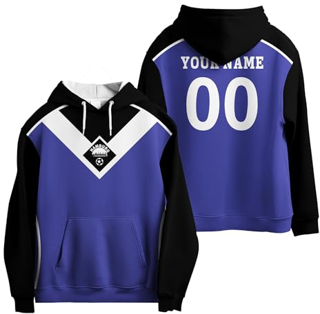 Generisch Fußball Geschenke für Jungs,Kapuzenpullover Herren & Kinder - Personalisierter Fußball Hoodie mit Nummer & Logo,Fussball Geschenke Jungen