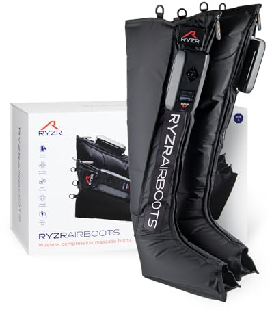 RYZR Airboots (XL) Kabellose Recovery & Kompressions Boots für Beine & Oberschenkel aus dem Profisport– 5-Kammer-System bis 180 mmHg, 5 Modis, Durchblutung, Lymphdrainage & Muskelregeneration