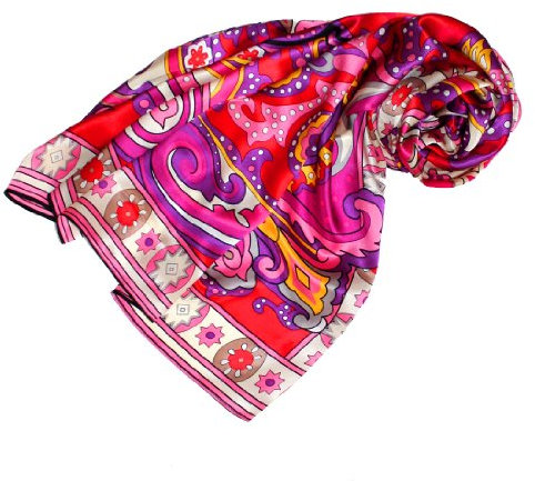 LORENZO CANA Luxus Seidentuch aufwändig bedruckt Tuch 100% Seide harmonische Farben Damentuch Schaltuch, Lila, 110 x 110 cm
