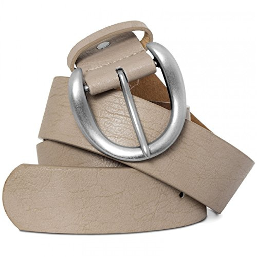 Caspar GU274 breiter Damen Vintage Gürtel mit gebürsteter Metallschnalle, Gürtelgröße:85, Farbe:beige