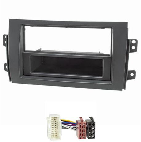 tomzz Audio 2454-015 Radioblende Set kompatibel mit Suzuki SX4 FIAT Sedici schwarz mit Radioadapter ISO
