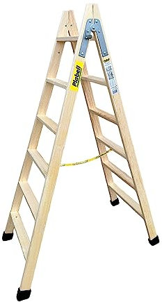 Escalera Plegable de 6 peldaños Plabell Madera 164 x 31/55 cm