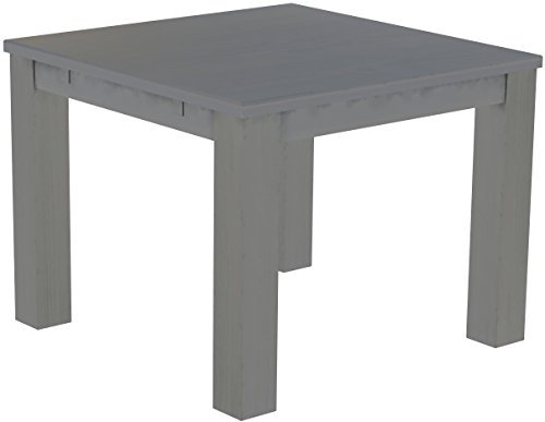 Esstisch Rio Classico 100x100 cm Seidengrau Holz Pinie Massivholz Esszimmertisch Echtholz ausziehbar vorgerichtet für Ansteckplatten Brasilmöbel