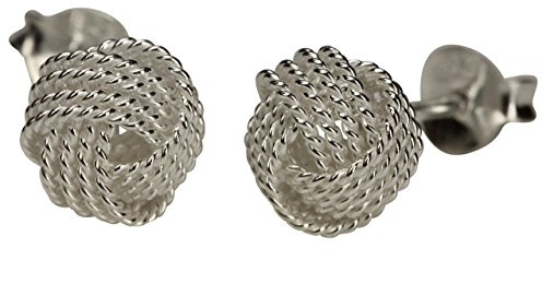 SILBERMOOS Damen Ohrstecker Love knot Knoten filigran vierfach gekordelt rund glänzend 925 Sterling Silber
