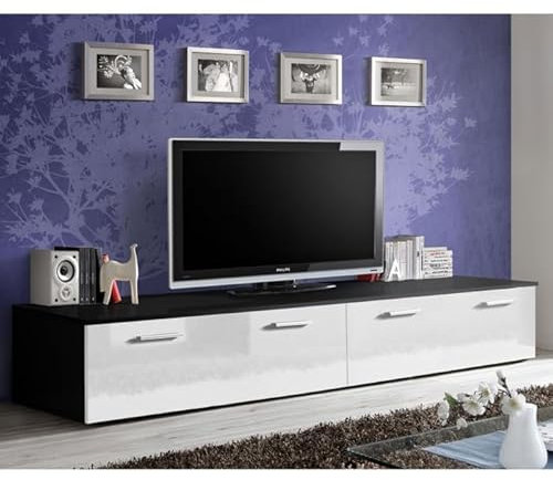 Paris Prix Meuble TV Design Duo 200cm Blanc & Noir