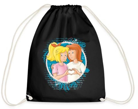 Spreadshirt Bibi Und Tina Zeichen Der Freundschaft Herz Turnbeutel, One size, Schwarz