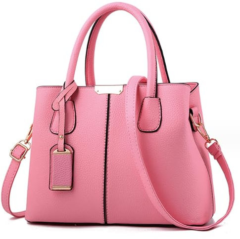 FiveloveTwo Dame Classy Satchel Handtasche Tote Handtasche Griff Tasche Umhängetasche Pink