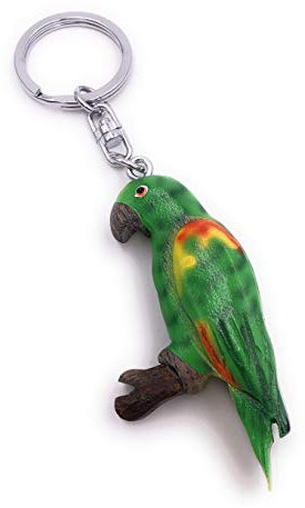 H-Customs Amazone Vogel Urwald Holz Edel Handmade Schlüsselanhänger Anhänger