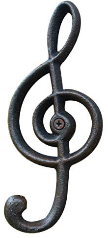TentHome Garderobenhaken Garderobe Wandhaken Landhaus Deko Haken Antik Gusseisen Kleiderhaken Musik Note, Notenlinien Wandgarderobe für Bad, Küche, Garten, Klassenzimmer, Schwarz
