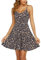 UNibelle Kleid Damen Sommer Blumen Trägerkleid Kurz Elegant Strandkleid Leicht Swing Kleider Spaghetti Minikleider Blau Orange Leoparden M